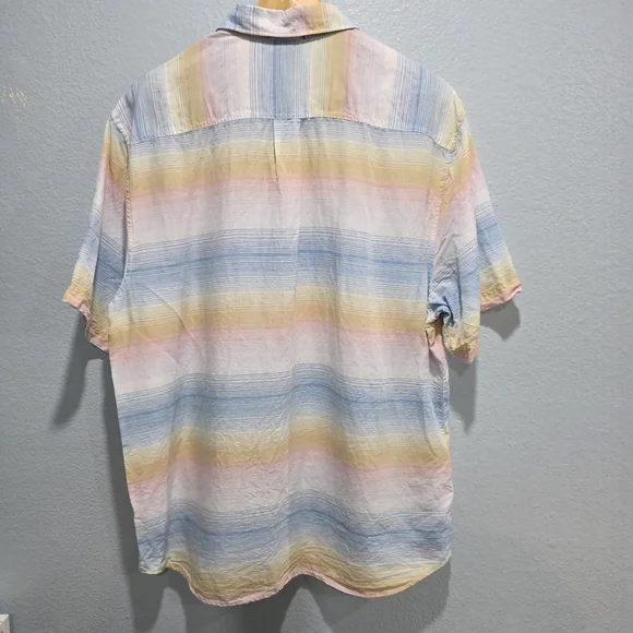 Tommy Bahama Mens Button Down Camp Shirt Short Sleeve Pastel Stripe Size XL. - Picture 2 of 9